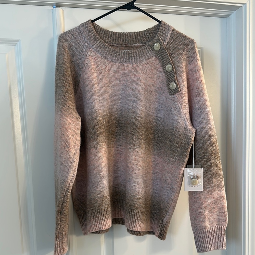 LC Lauren Conrad Pink and Gray Crew Neck Sweater with Ombre Effect